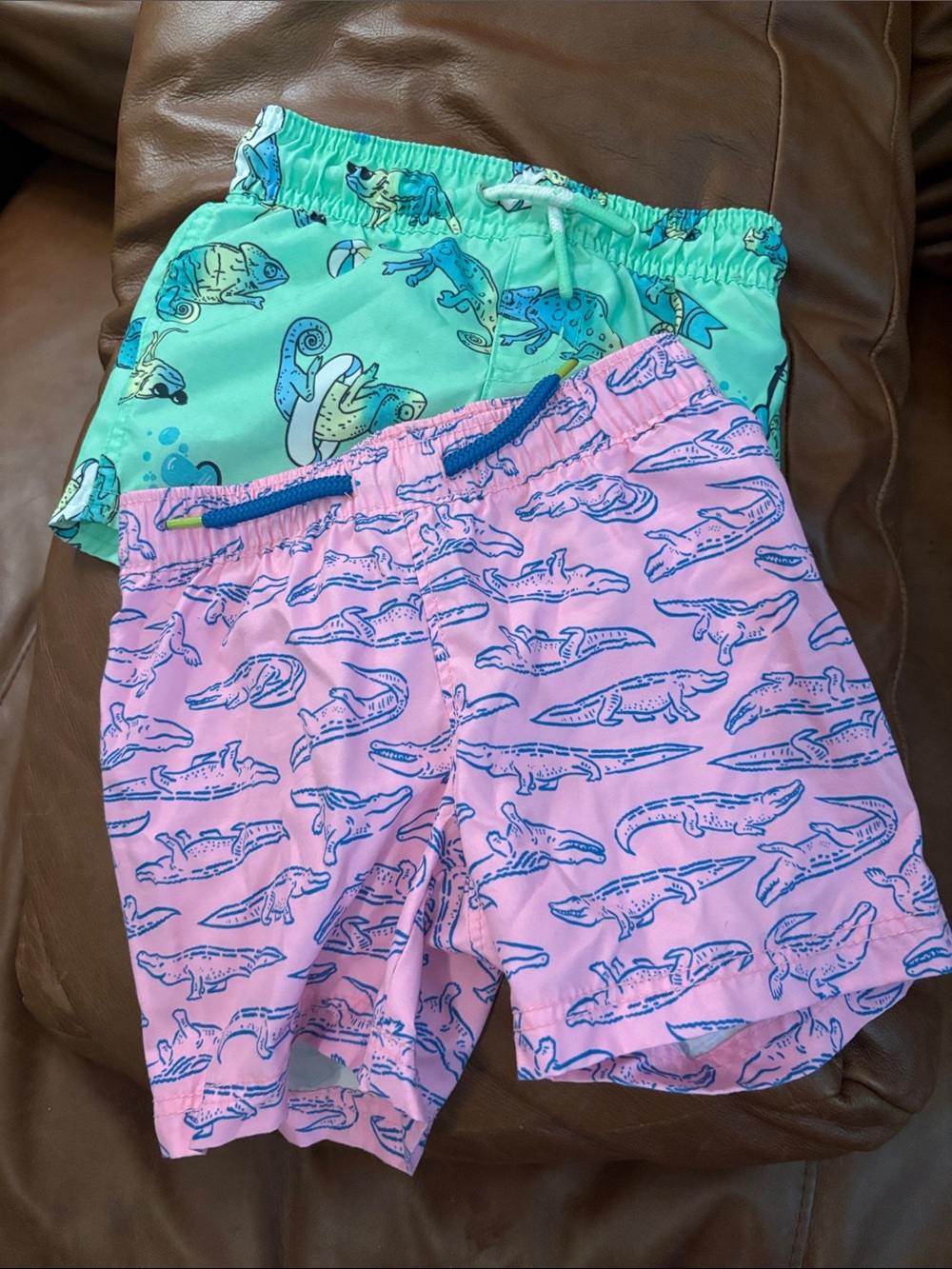 Cat & Jack Kids Swim Trunks Mint Green & Pink Whale and Sea Creature Print